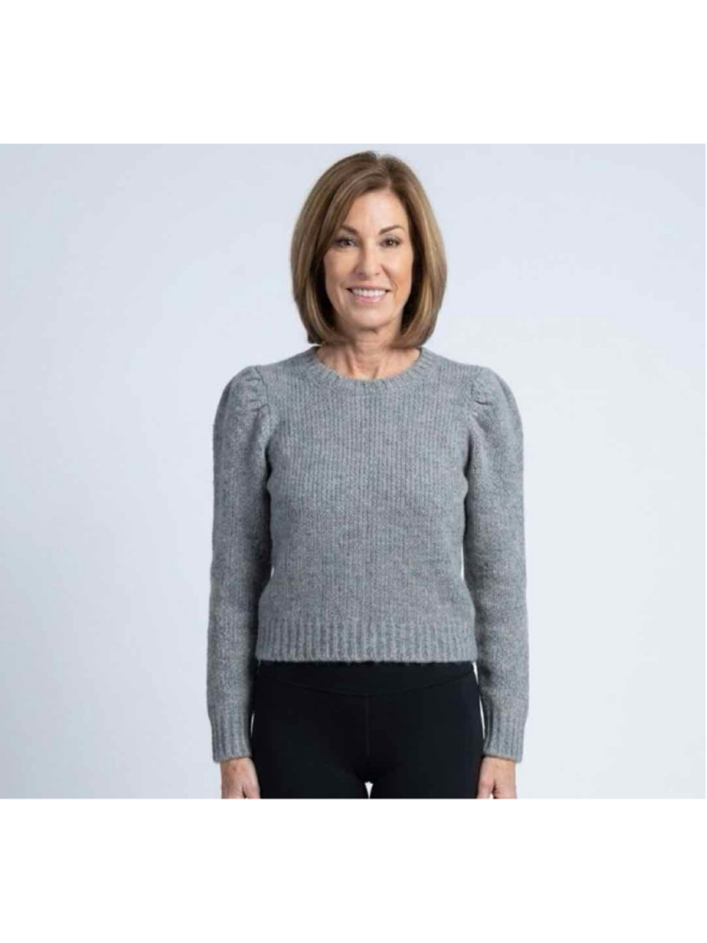 Derek Lam 10 Crosby Locken Puff Sleeve Sweater Heather Gray Size Small